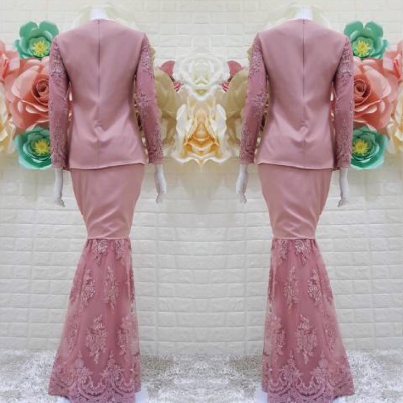 1112 Haliza Lacey Kurung Dusty Pink